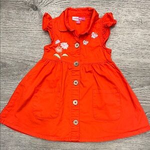 Penelope Mack Orange Kids Dress with Butterfly Embroidery Size 18 Months